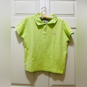 Vintage Lilly Pulitzer Womens Polo Shirt Preppy Size XL Palm Tree Green